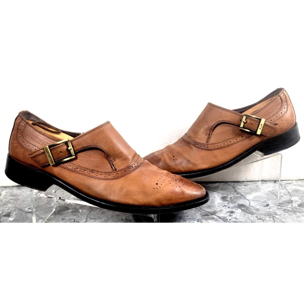 Donald J Pliner Gerwyn Monk Strap Leather Shoes Brown 8.5